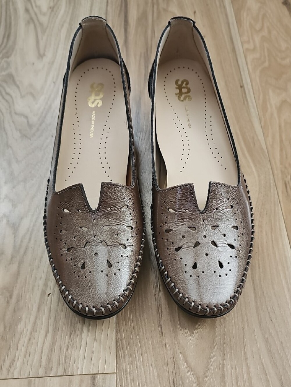 SAS Brown Leather Low Heel Slip-On Loafers